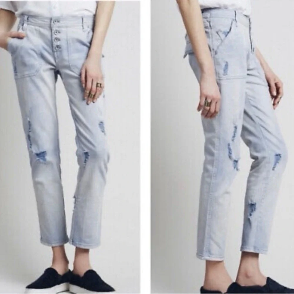 Free People Mountaineer Relaxed Straight Jeans Light Wash‎ Denim Womens Size 12
